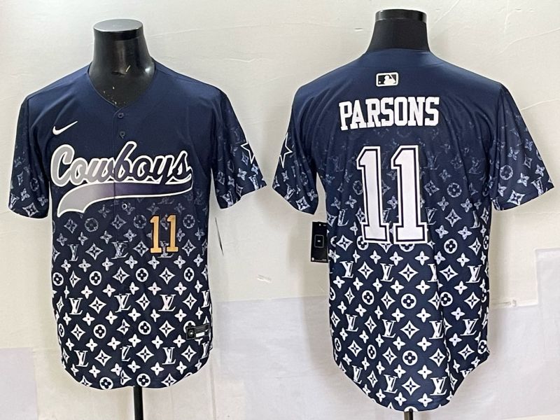 Men 2025 Dallas Cowboys #11 Parsons Drak blue Nike Limited NFL Jersey style 034